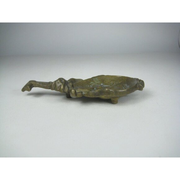 Vintage Brass Cherub Playing Cello Decorative Tray Tabletop Angel Playing Violin - Picture 9 of 12